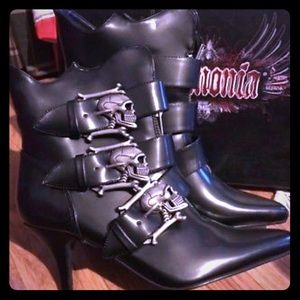 Demonia Brand Black Boots 6M Goth Skull Rebel